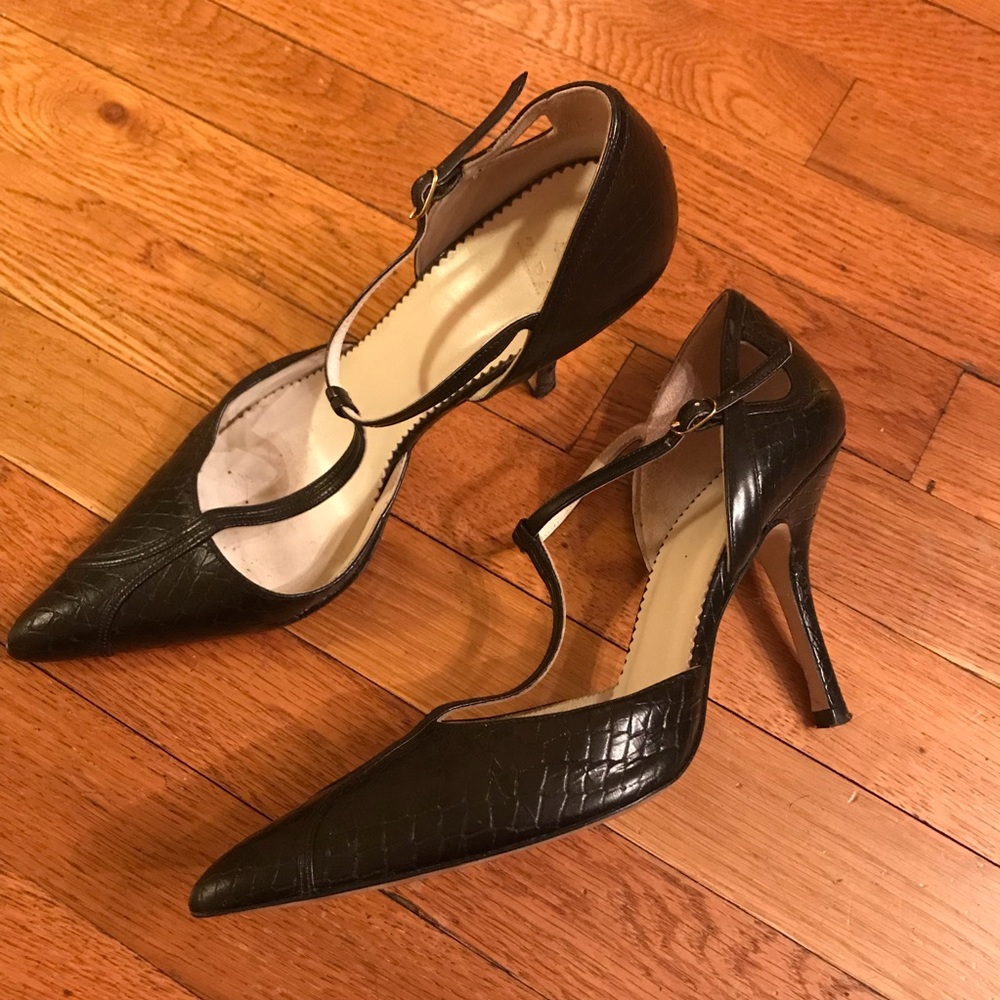 Zara T-Strap Snakeskin Pumps Heels